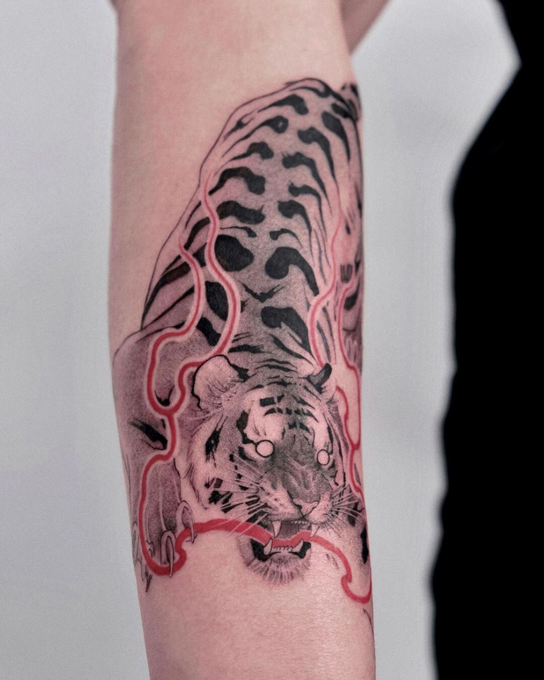 tatuaggio tigre giapponese fiamme