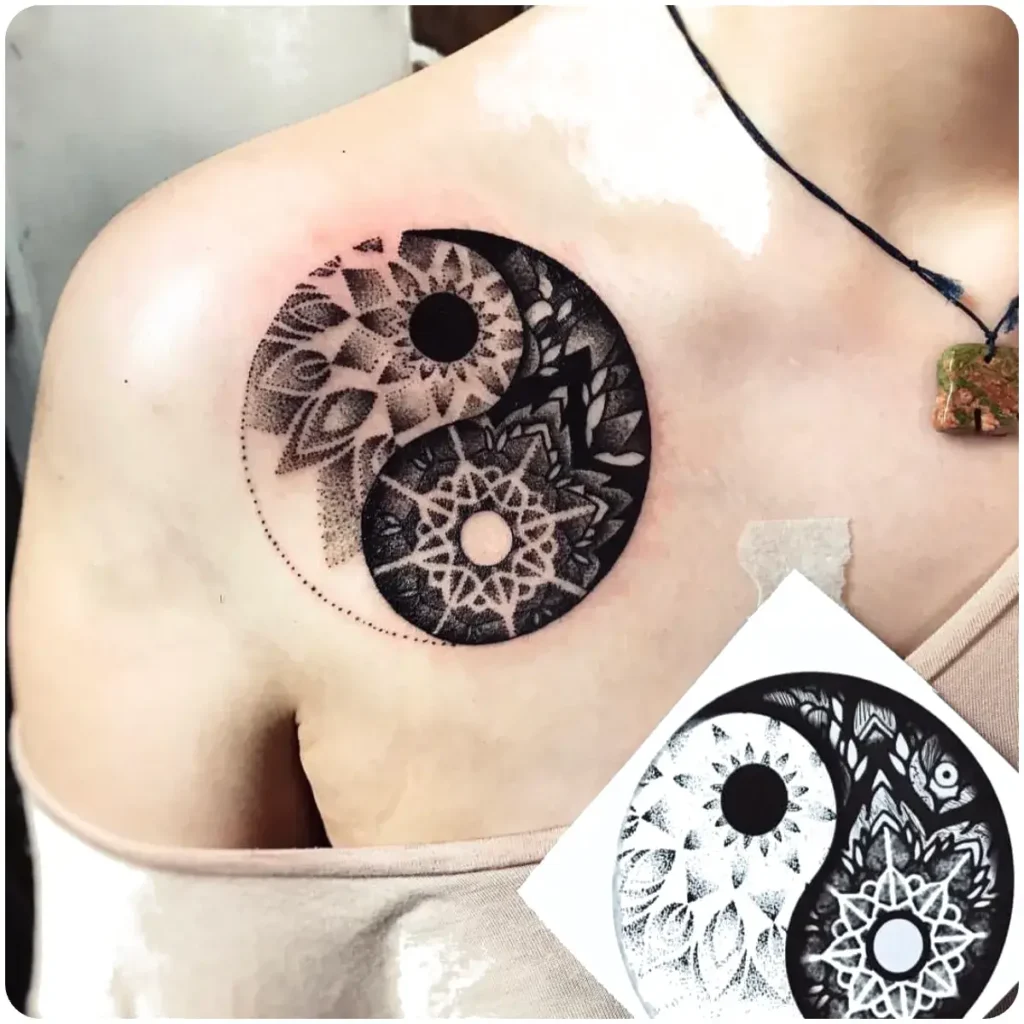 Tatuaggio mandala yin e yang