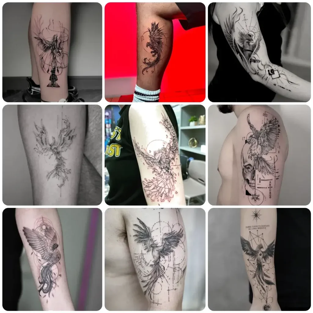 idee tatuaggio fenice geometrica