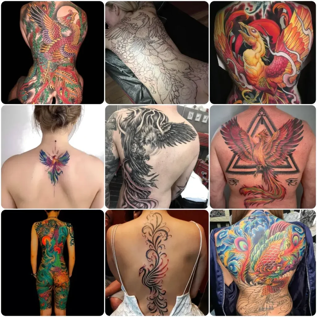 idee tatuaggio fenice schiena