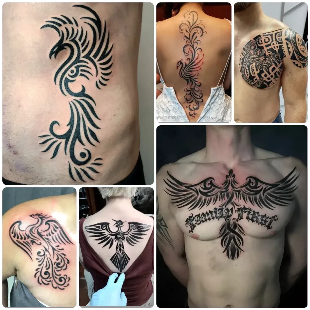 idee tatuaggio fenice tribale