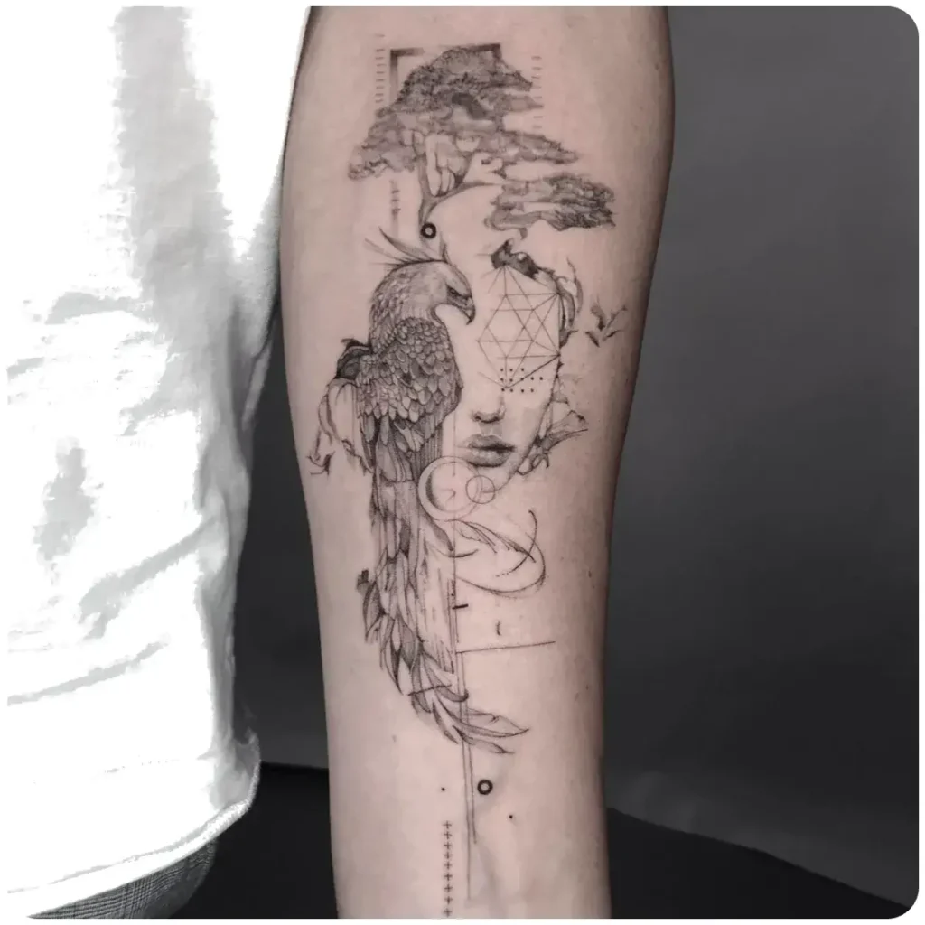 tatuaggio albero della vita aquila