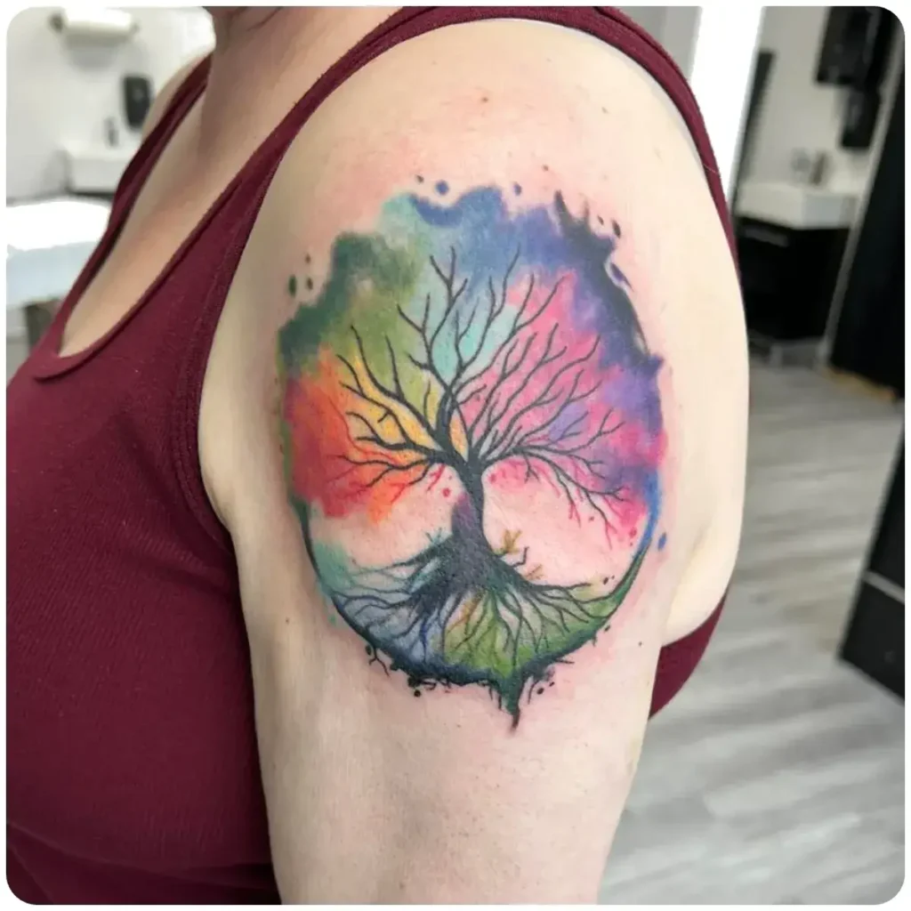 tatuaggio albero della vita watercolor