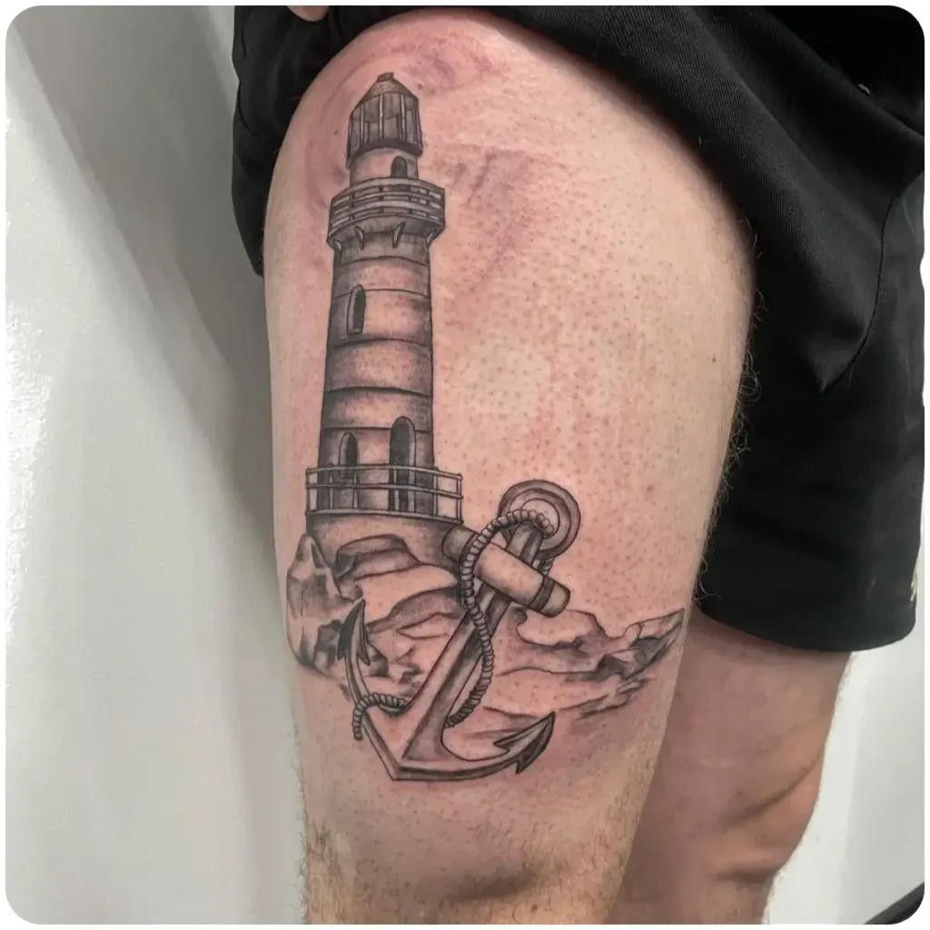 tatuaggio ancora gamba