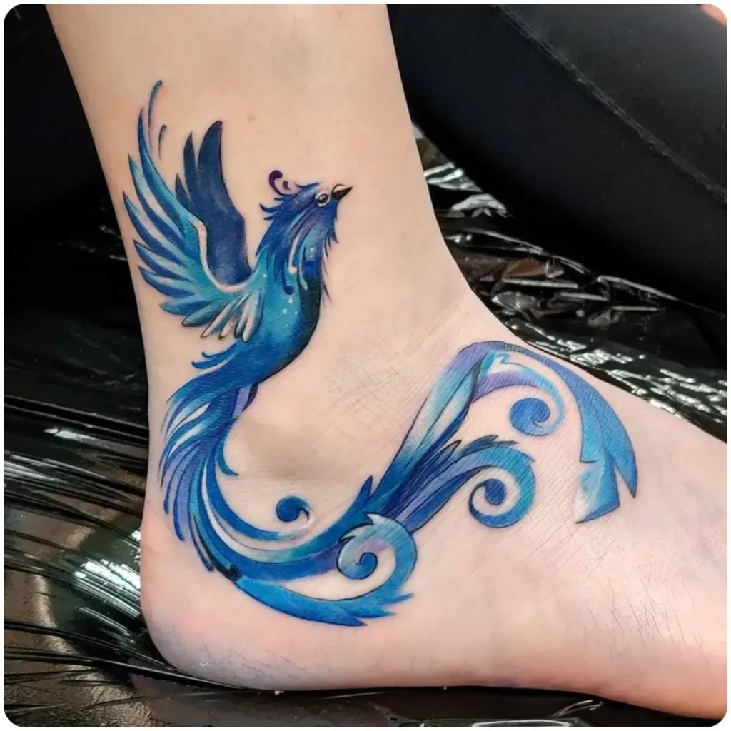 tatuaggio fenice caviglia