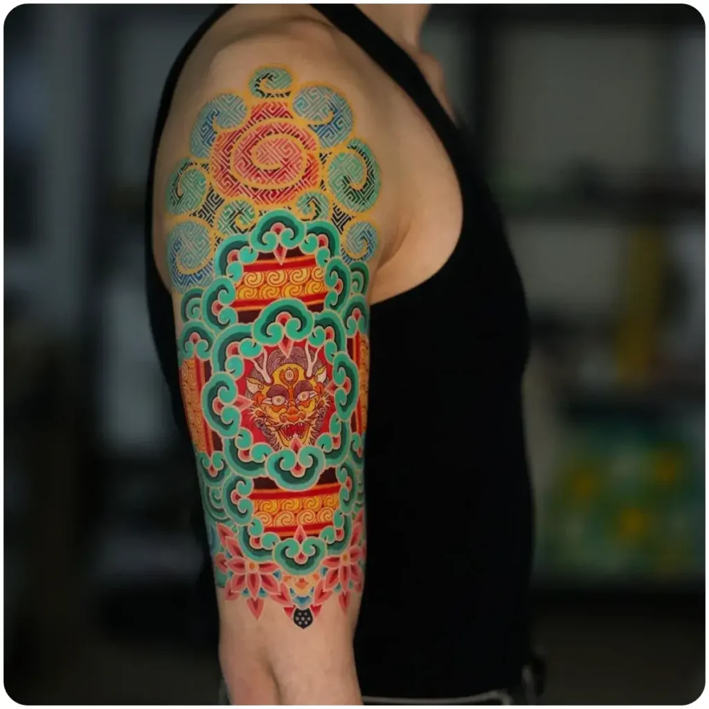 tatuaggio mandala colorato