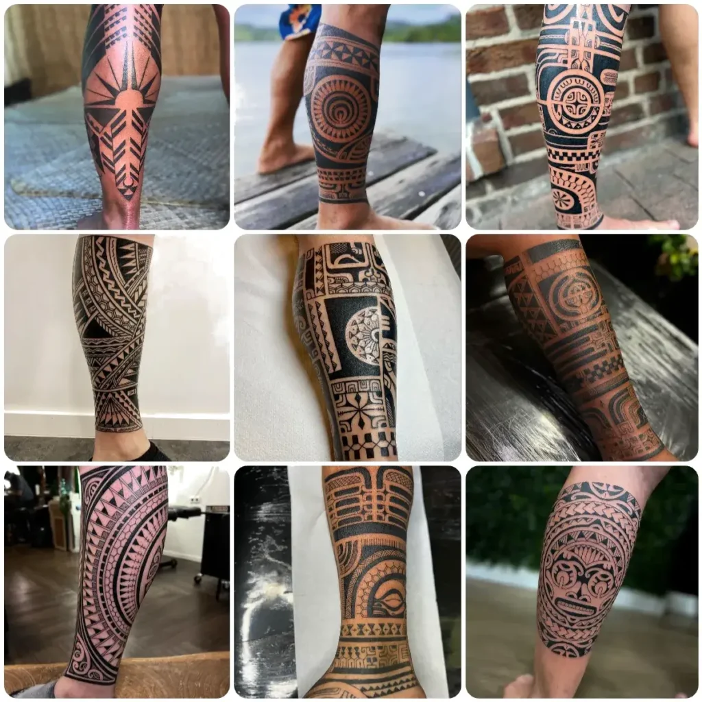 tatuaggio maori gamba