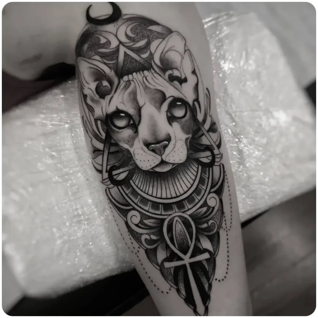 tatuaggio sfinge gatto