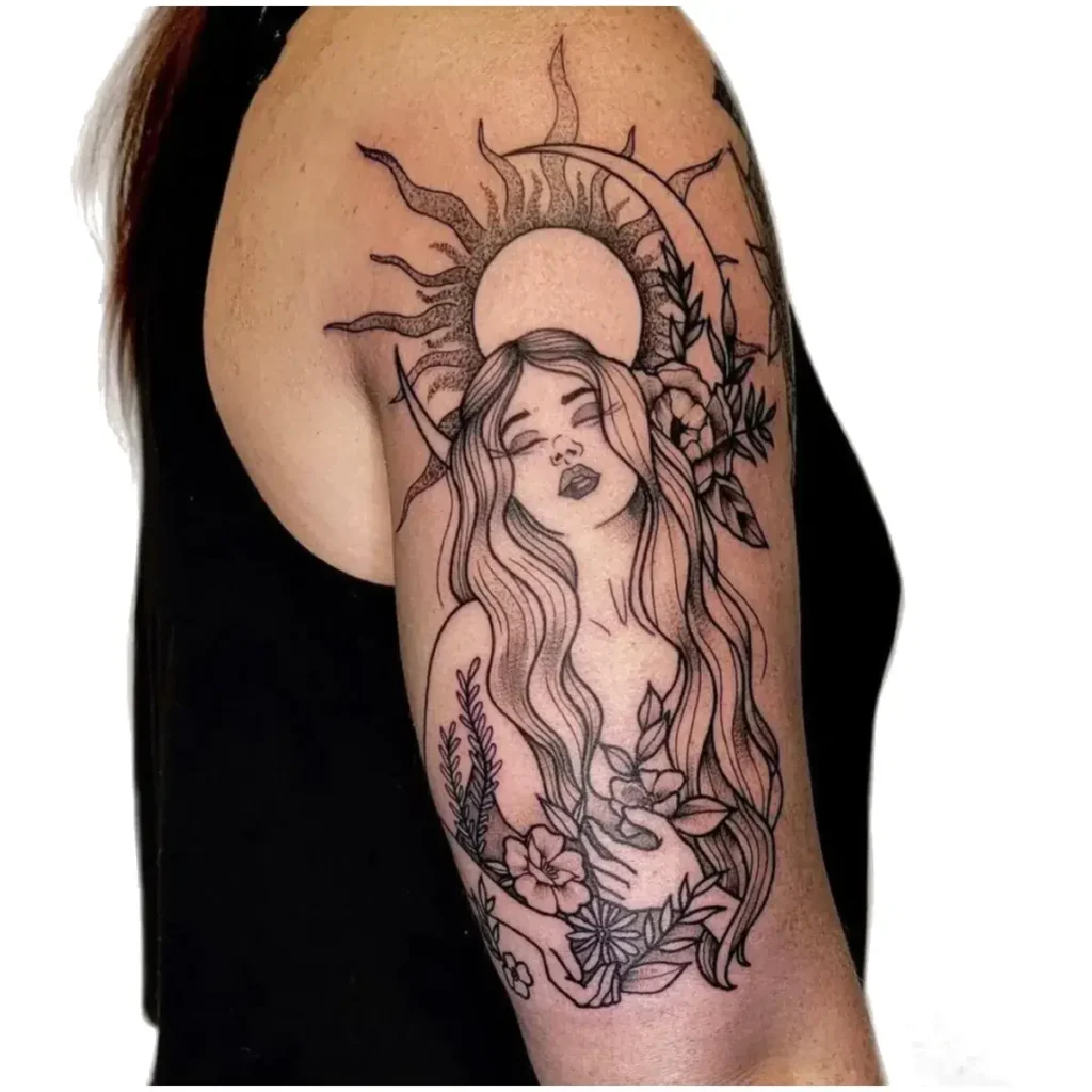 tatuaggio sole e luna ragazza