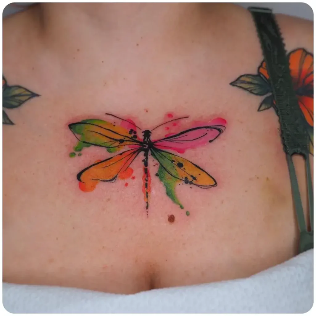 tatuaggio libellula watercolor