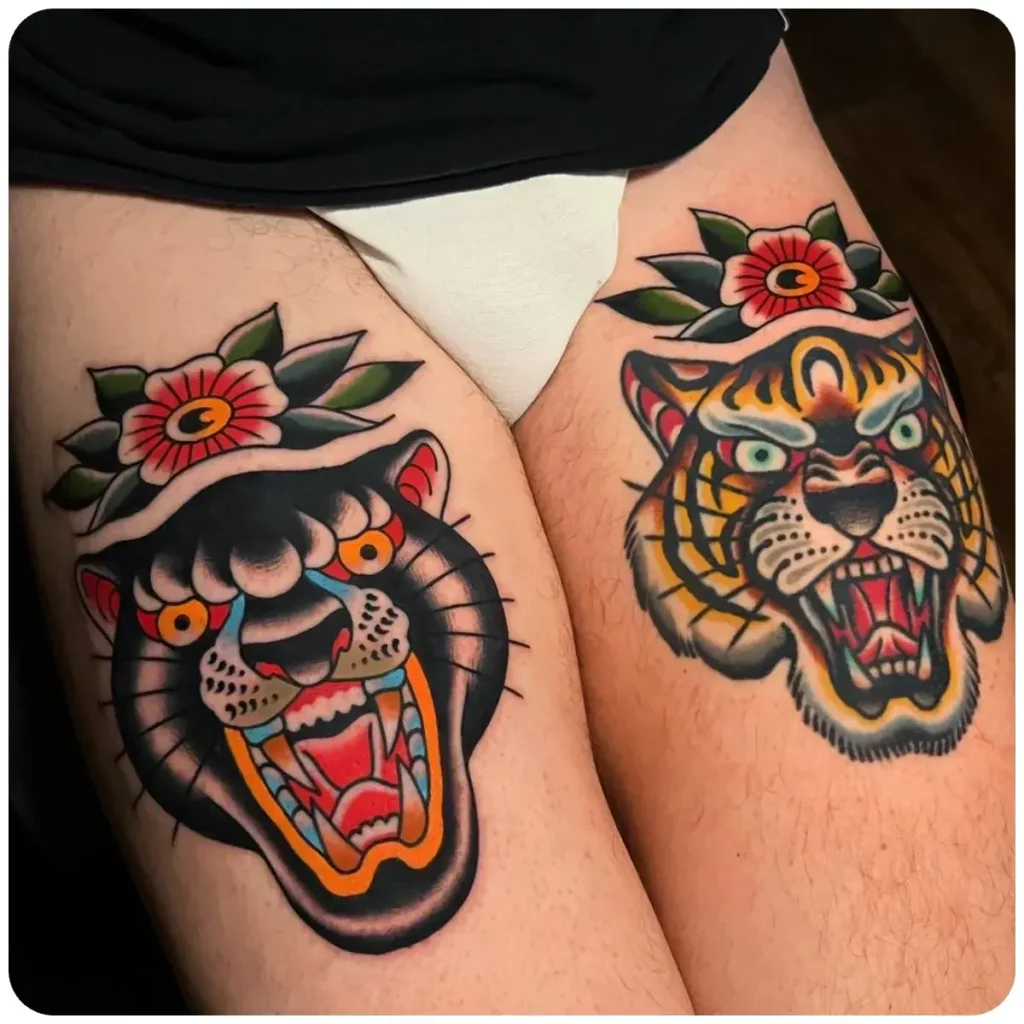 tatuaggio pantera e tigre