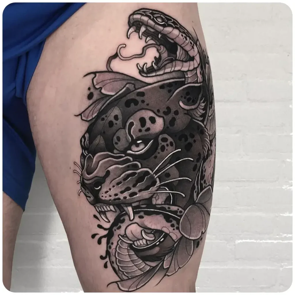 tatuaggio pantera serpente