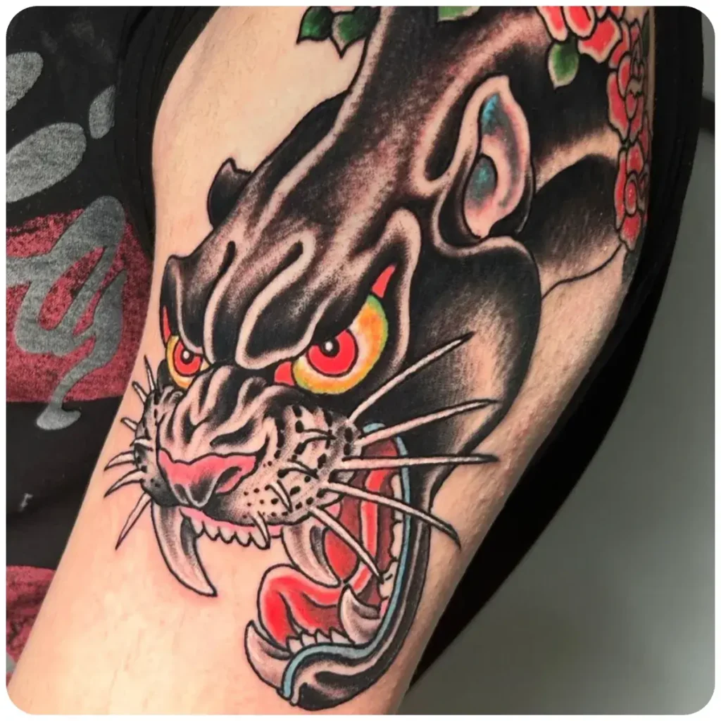 tatuaggio pantera traditional spalla