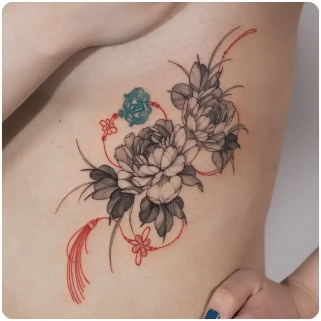 tatuaggio peonia cinese