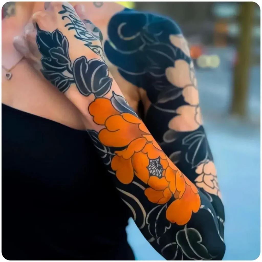 tatuaggio peonia giapponese