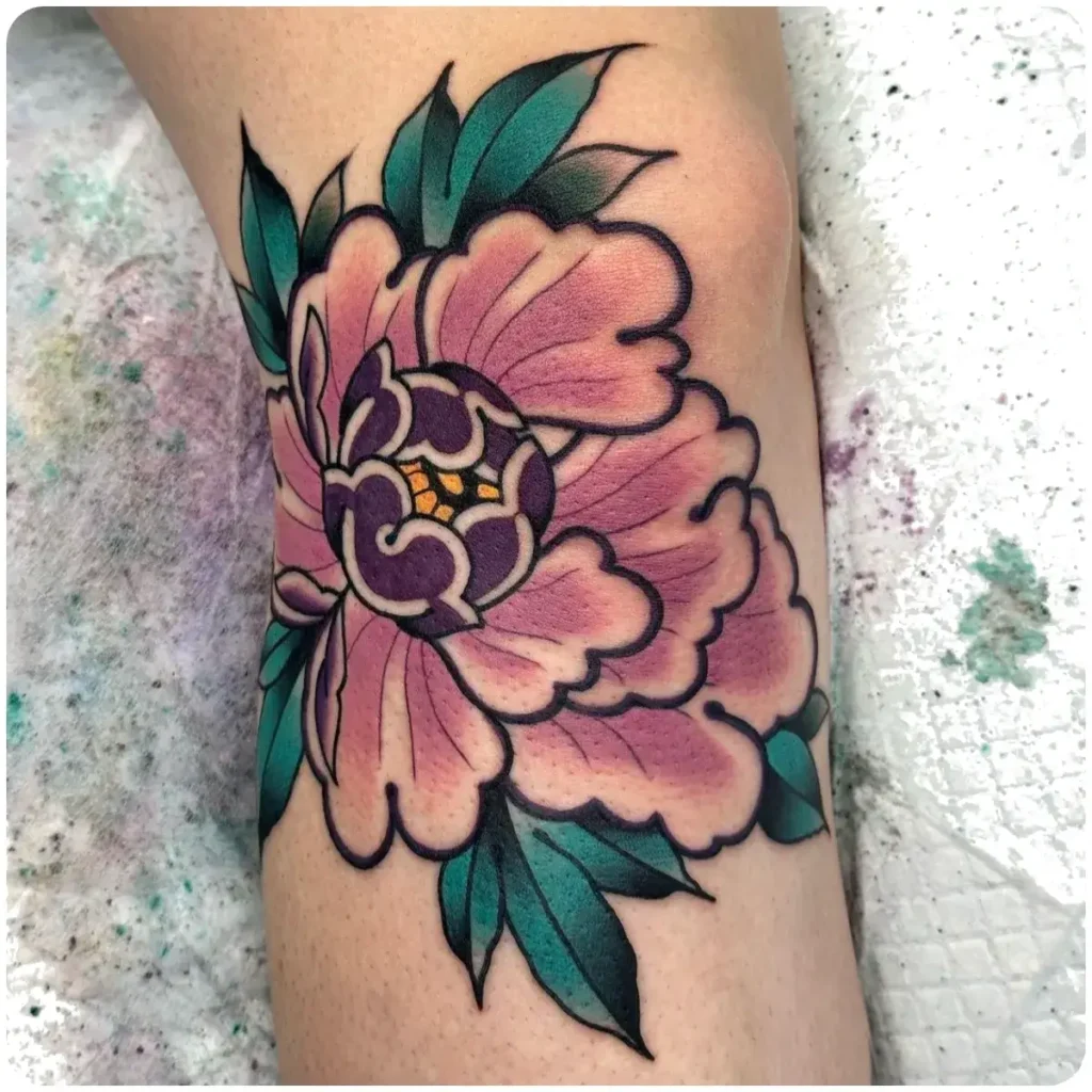tatuaggio peonia rosa