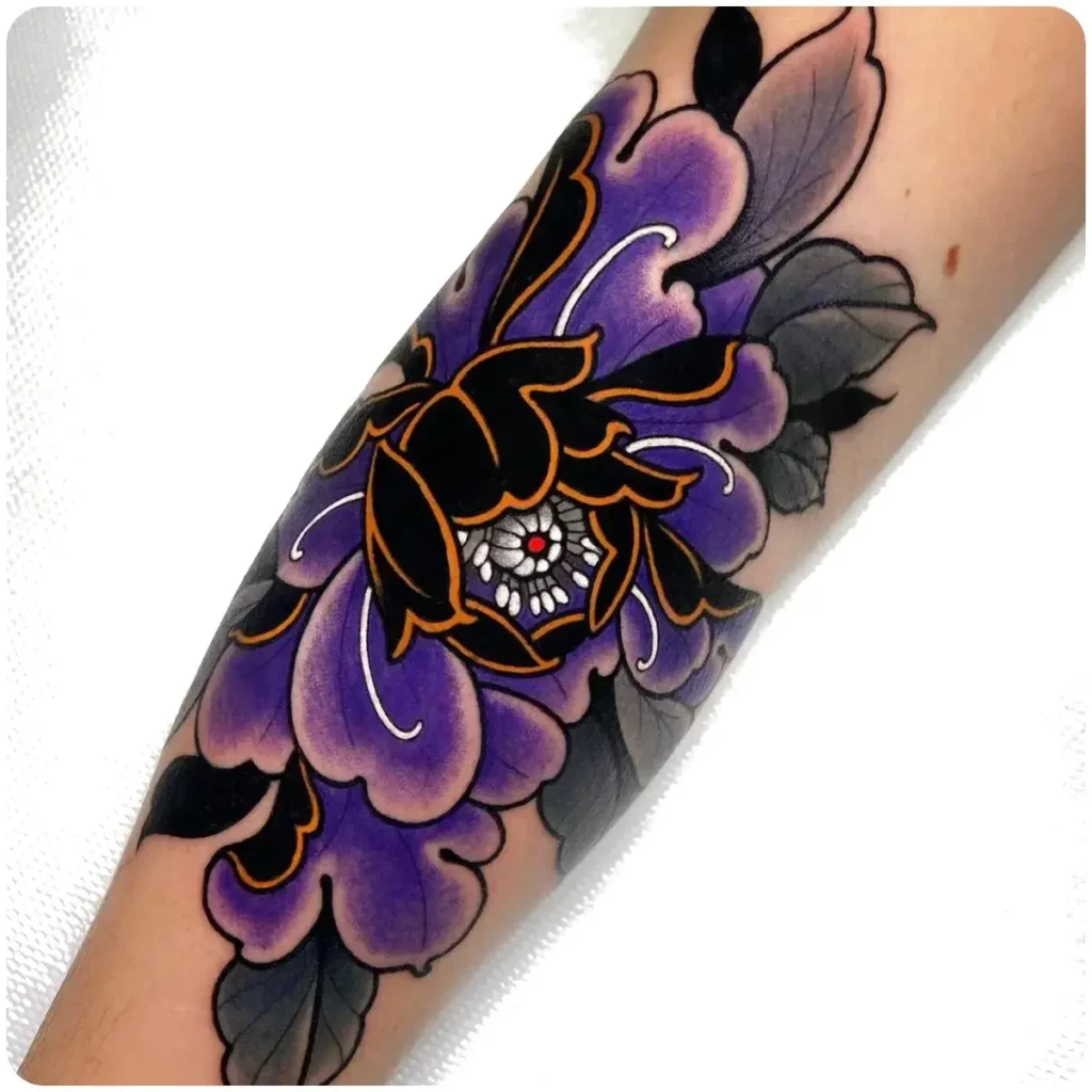 tatuaggio peonia viola
