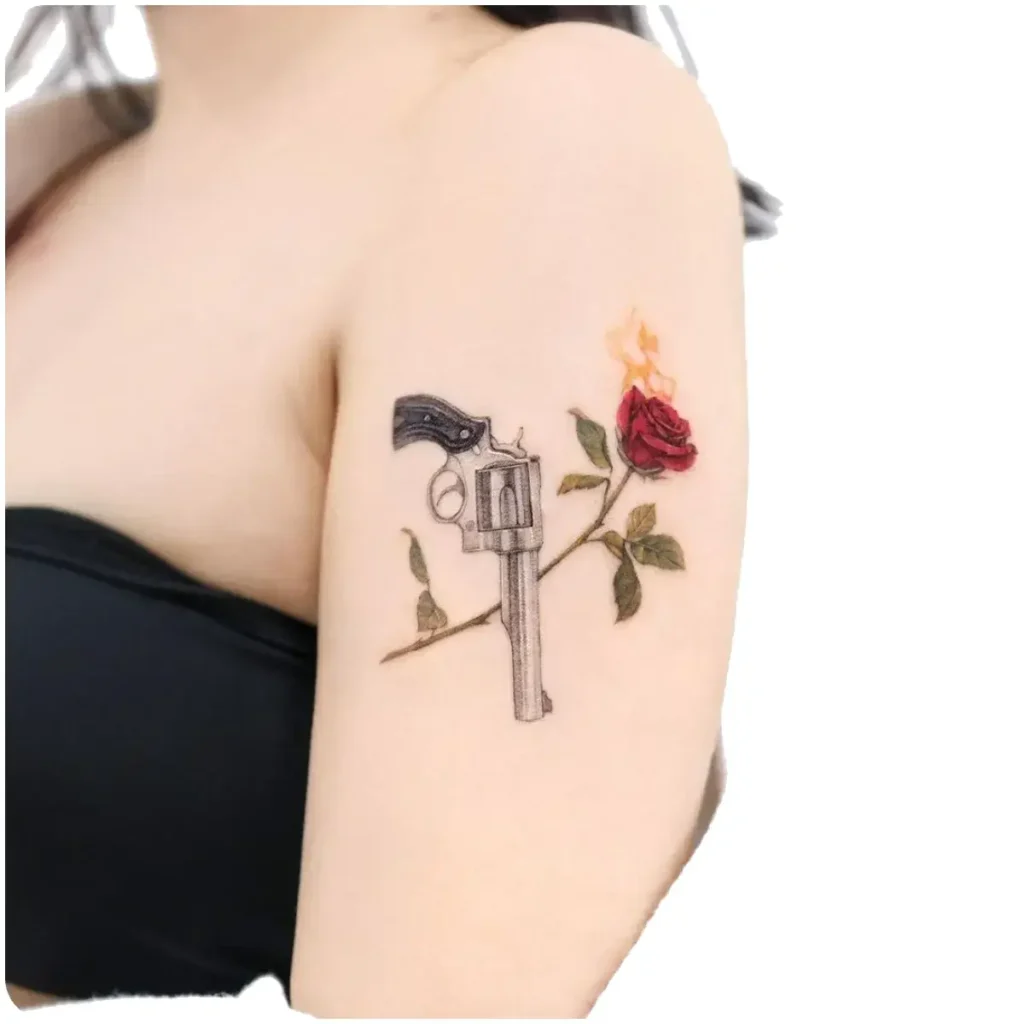tatuaggio pistola rosa