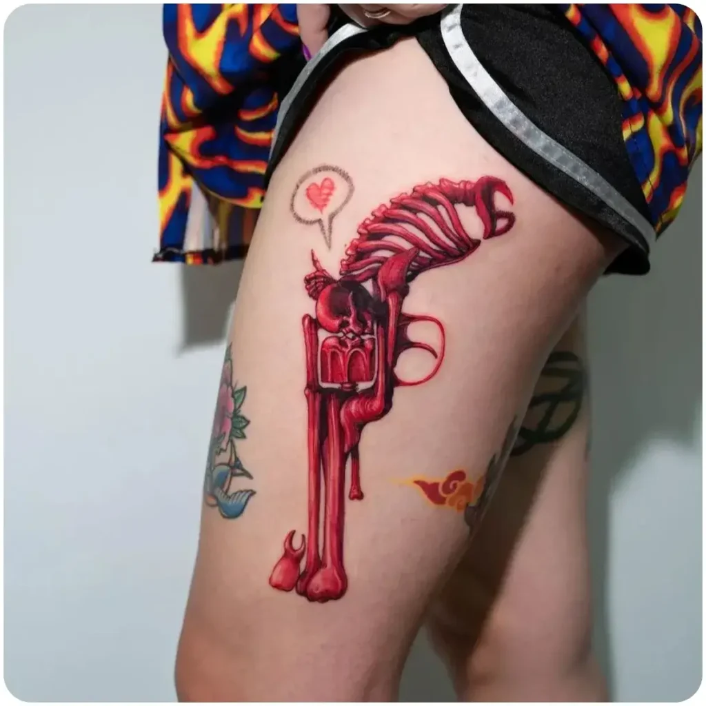 tatuaggio pistola scheletri