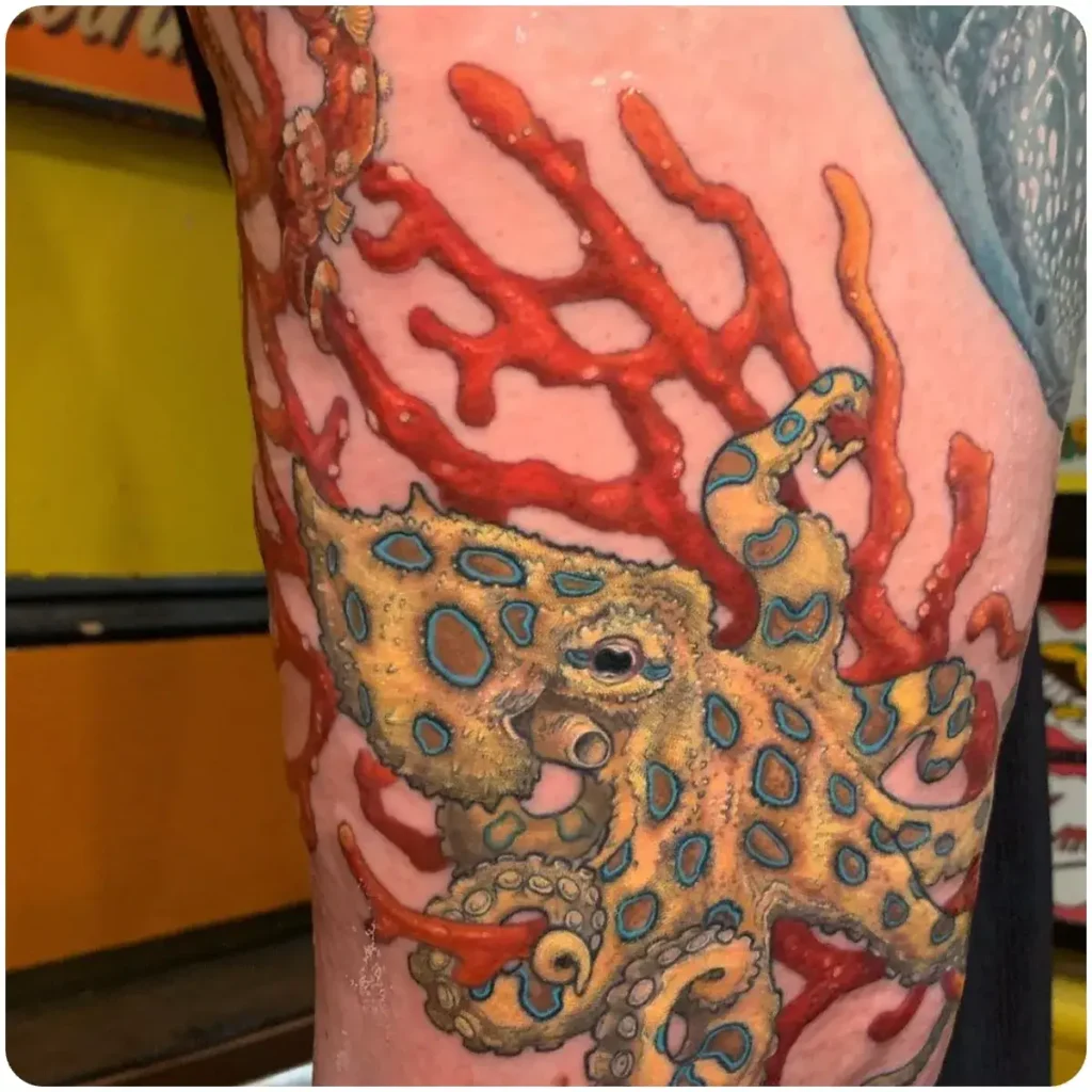 tatuaggio polpo colorato