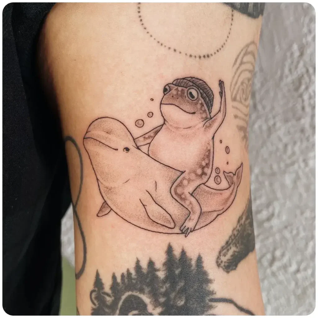 tatuaggio rana balena