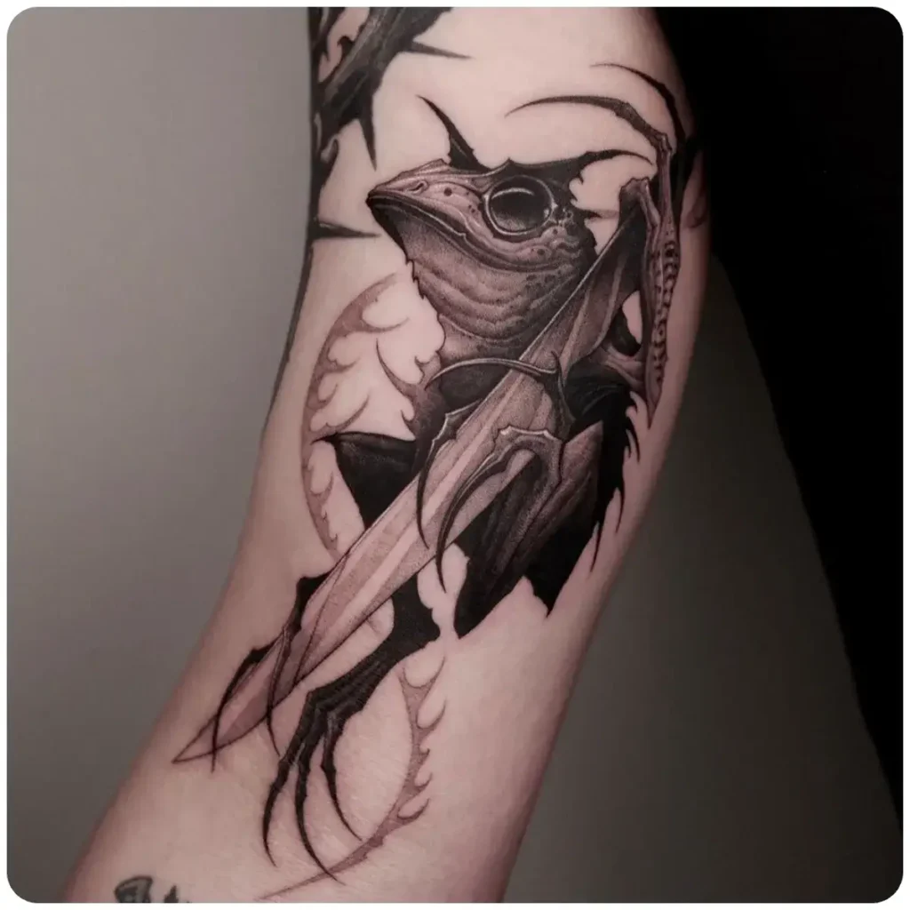 tatuaggio rana ramo