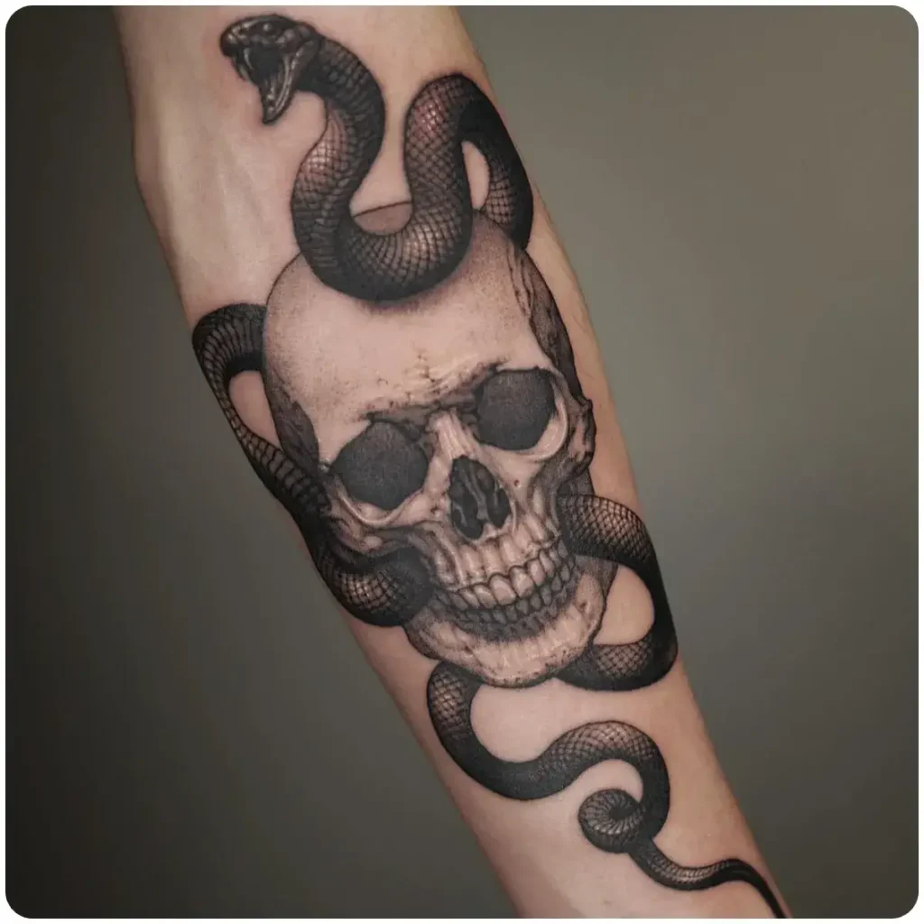 tatuaggio teschio serpente